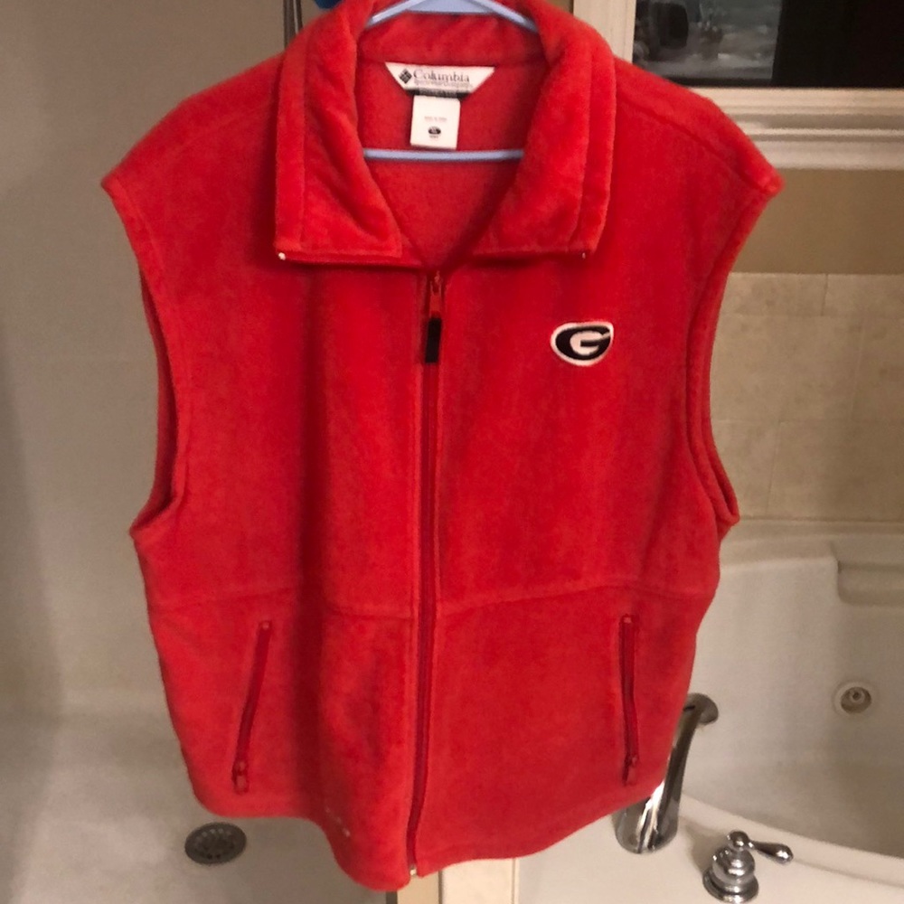 Columbia GEORGIA UGA Red Fleece Vest Size XL